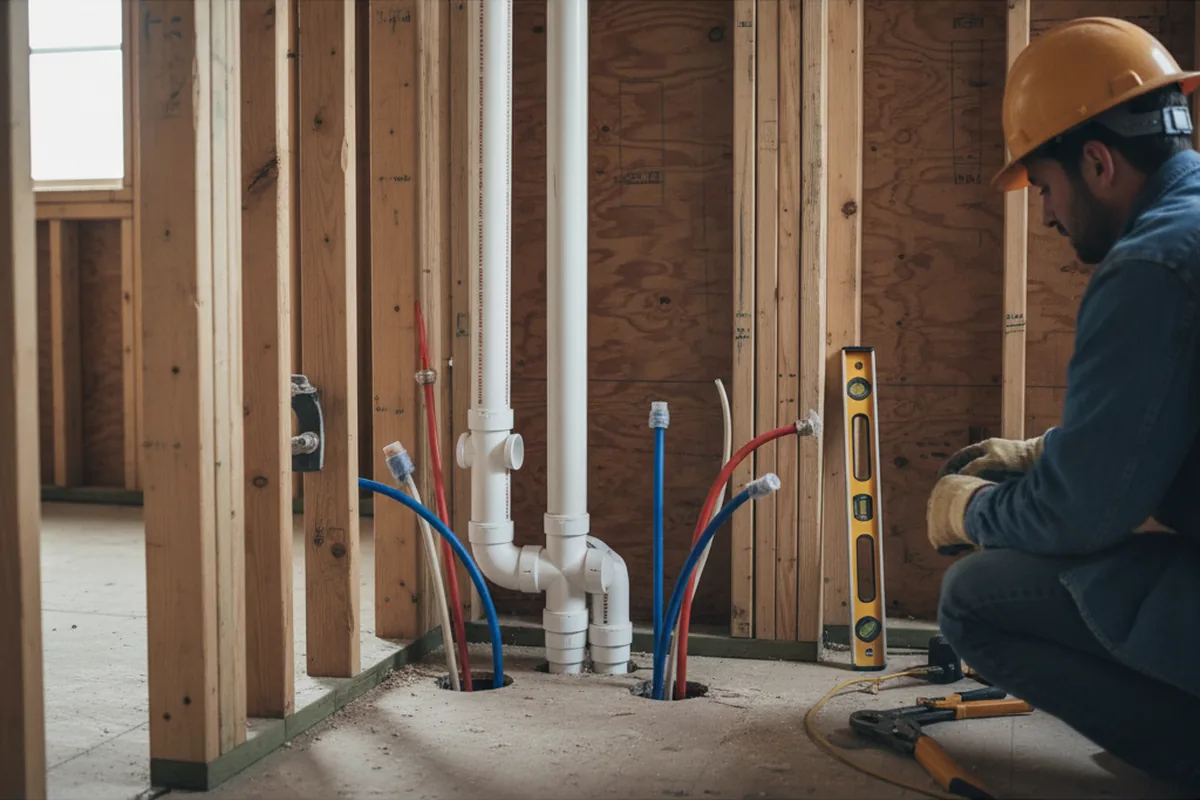 Drain and supply rough-in during Drain Cleaning in Turney