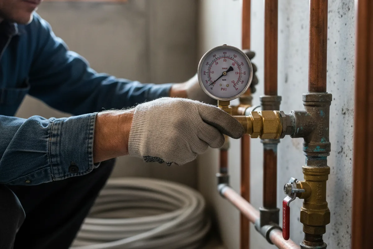 Pressure testing a repaired line during Water Line Repair in Turney